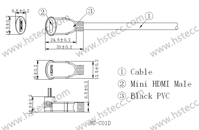90 DEGREE mini hdmi male to male
